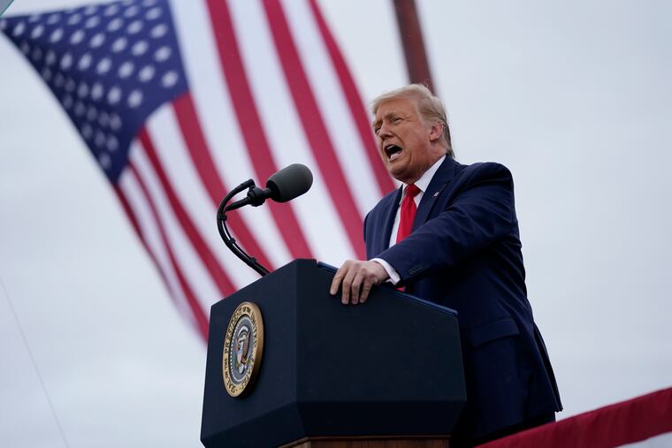President Donald Trump speaks during a campaign in Freeland, Mich., on Thursday.