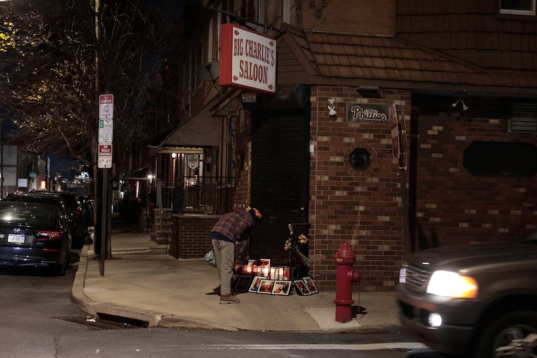 A memorial for Paul Staico was held on the front step of Big Charlie's Saloon earlier this month.