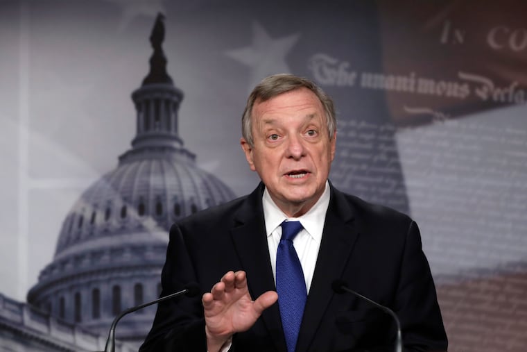 U.S. Sen. Dick Durbin (D., Ill.) speaks at a press briefing on Capitol Hill in Washington on Feb. 2, 2021.