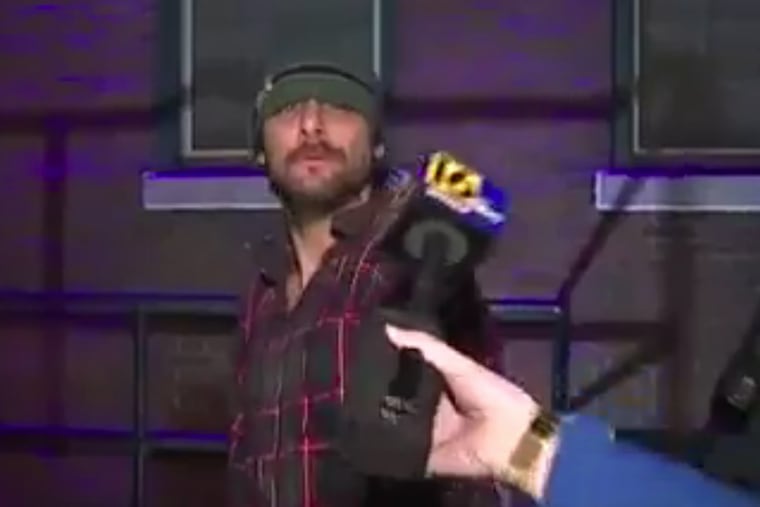 Dale Sourbeck, a 49-year-old resident of Luzerne County, said "Go Eagles" to a WNEP reporter after being arrested for attempted burglary.