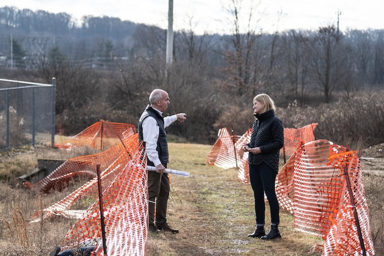 Ginny Kerslake, environmentalist, and Charles Lyddane, developer, discussed development procedures in sites in East and West Whiteland townships in 2023.