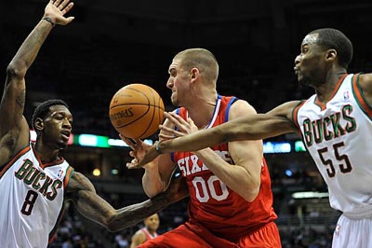 Coming off an emotional win over the Celtics, the Sixers came out flat Saturday against Milwaukee. (Jim Prisching/AP)