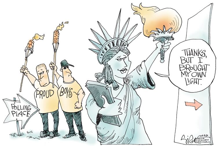 Proud Boys poll watchers.