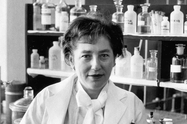Biochemist Mildred Cohn, in her University of Pennsylvania lab circa 1980, fought for better representation of women and people of color in academia. She is featured in a new exhibit at the American Philosophical Society.