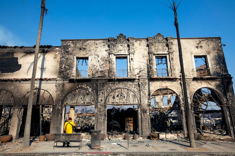A building destroyed during the Palisades Fire in Los Angeles on Jan. 9.