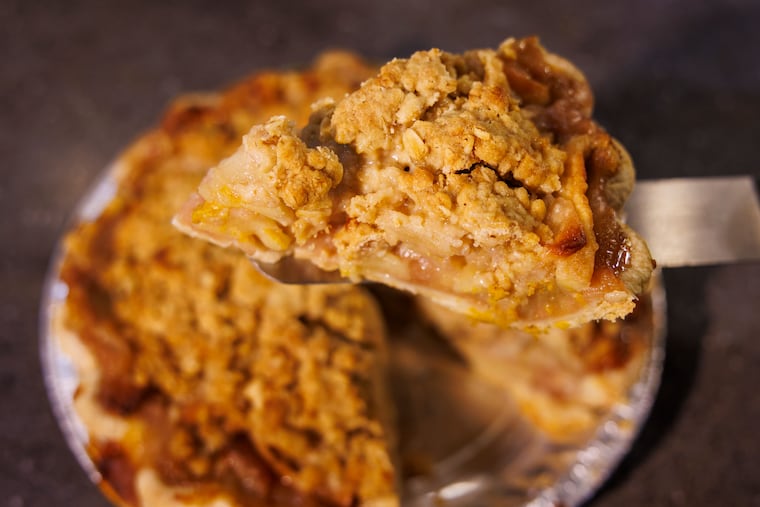 Apple Crumb pie at Flying Monkey, Reading Terminal Market, Philadelphia, Thursday, November 13, 2025.