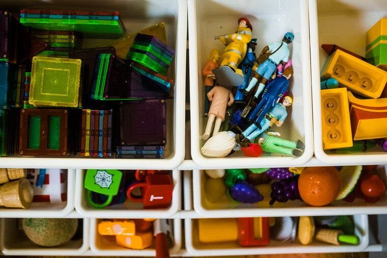Bins store toys neatly in the home of Rachel Friend, who appeared on the Netflix series "Tidying Up With Marie Kondo."