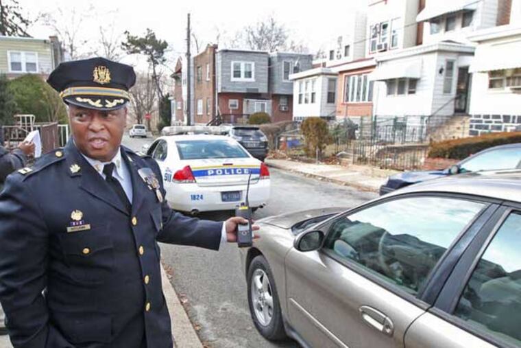 Capt. David Bellamy near the home on Walton Avenue near 62nd Street in West Philadelphia where four people were taken in for questioning Thursday night in the Jan. 14 abduction of a 5-year-old girl. (Michael Bryant / Staff Photographer)