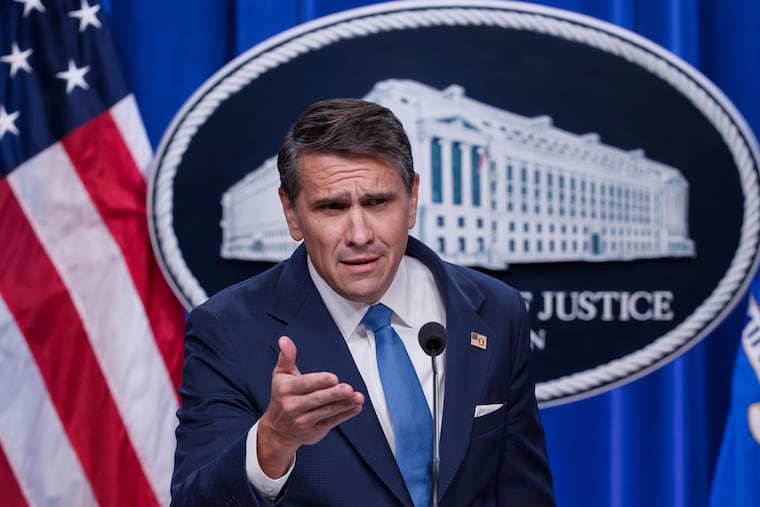 Deputy Attorney General Todd Blanche takes a question from a reporter during a news conference after the Justice Department announced the release of three million pages of documents in the latest Jeffrey Epstein disclosure in Washington, Friday, Jan. 30, 2026.