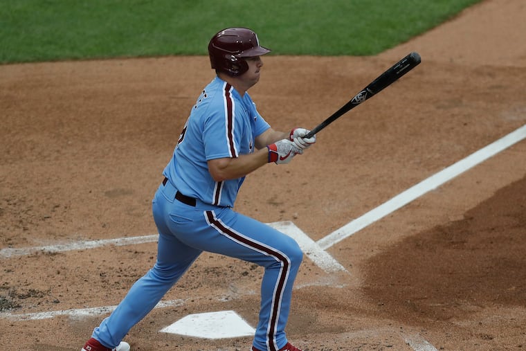 Jay Bruce suffered the same injury in the span of two weeks, but the Phillies expect the slugger to return this month.