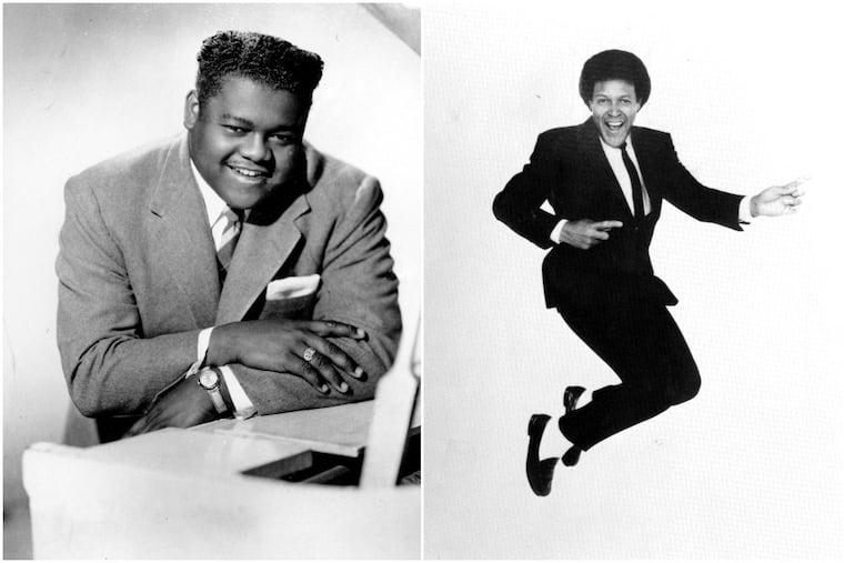 Fats Domino, left, who died Tuesday, inspired Chubby Checker’s moniker.