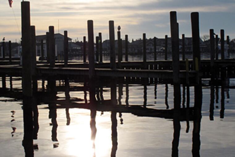 Boat slips at the Bay Head Yacht Club at the northern tip of Barnegat
Bay in Bay Head N.J. stand empty on Monday. (Wayne Parry / Associated Press)