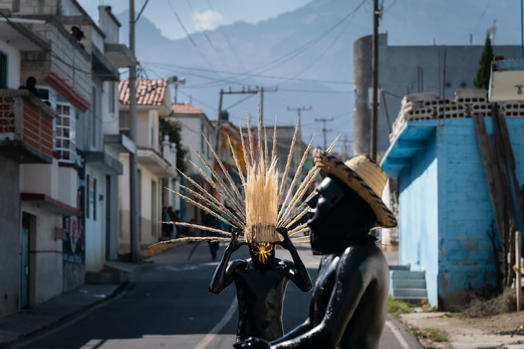 Costumed participants celebrate the annual three-day Carnaval in San Mateo Ozolco. The event celebrates May 5, 1862, the day when Mexicans ran off occupying French forces.