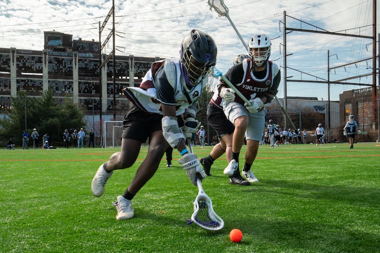 Students from Thomas K. Finletter Middle School in Olney compete in a lacrosse game led by Harlem Lacrosse in March at the Salvation Army Kroc Center.