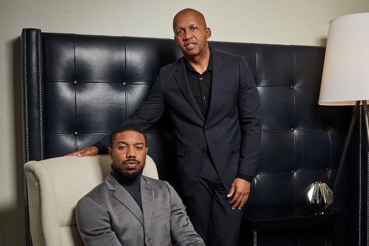 Michael B. Jordan (left) and Bryan Stevenson, the lawyer he portrays in “Just Mercy.”