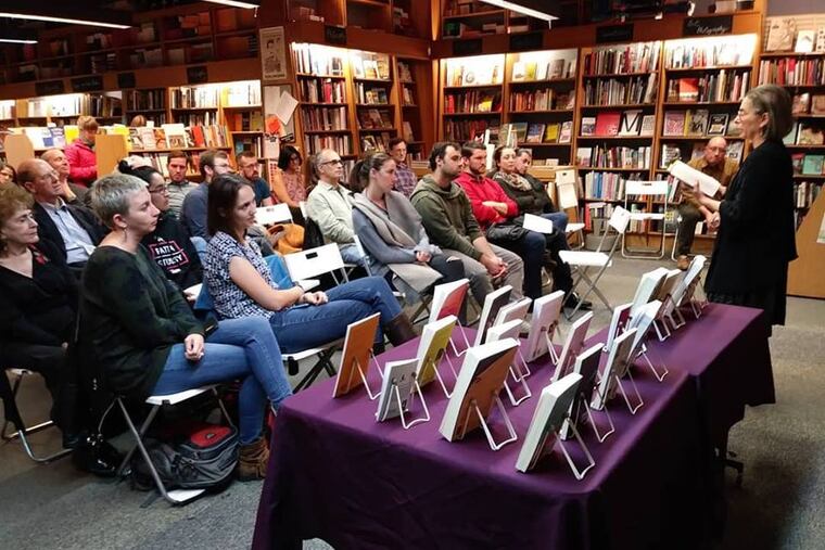 Readers and publishers gather at the Penn Book Center for Indie Press Night in October 2018.