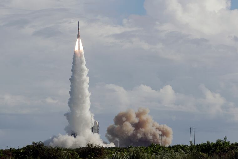 A United Launch Alliance Delta IV rocket lifts off from space launch complex 37 at the Cape Canaveral Air Force Station with the second Global Positioning System III payload, Thursday, Aug. 22, 2019, in Cape Canaveral, Fla.