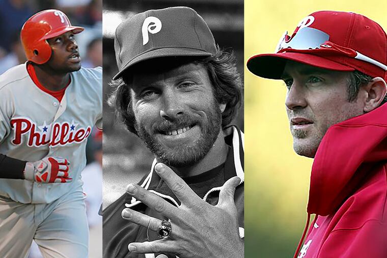 Philadelphia Phillies' Ryan Howard (left) Mike Schmidt (center) Chase Utley (right)