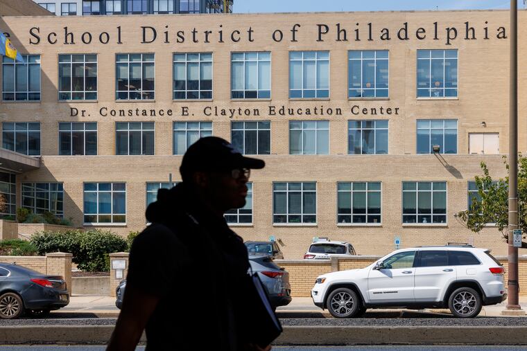 Outside the School District of Philadelphia's Dr. Constance E. Clayton Education Center on North Broad Street.