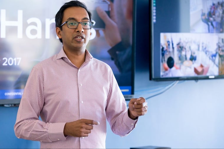 Curalate CEO Apu Gupta talks to his employees in Philadelphia in September. Curalate is one of the leading tech companies in the city, with relationships with dozens of retailers and hundreds of brands. It’s pioneering ways for consumers to discover stuff they want to buy online.