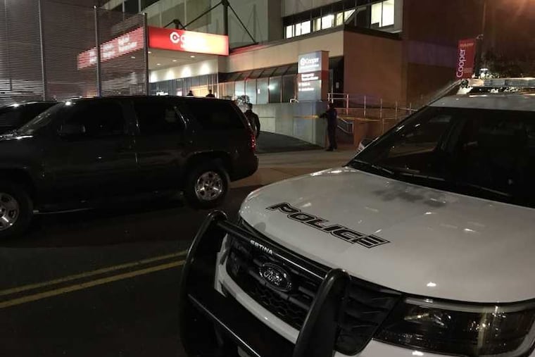 At Cooper University Hospital where Camden County police officer was taken with a gunshot wound.