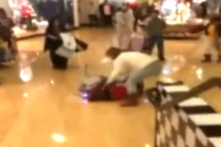 Black Friday shoppers start a melee at Franklin Mills mall, and it was all caught on video.