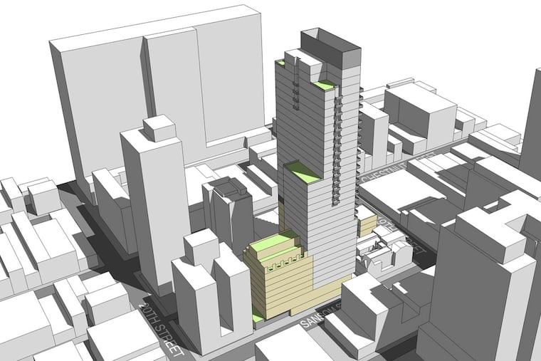 Rendering of new project as seen from Sansom Street.