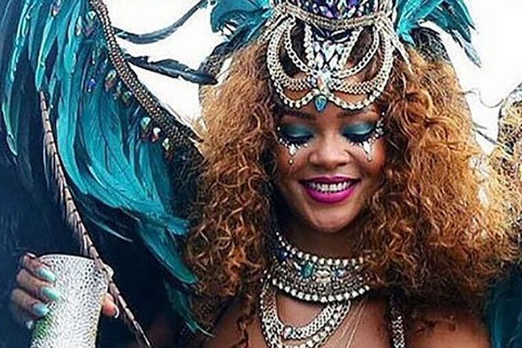 Rihanna posted photos on her Instagram account of her participation in the Kadooment Day parade in her native Barbados.