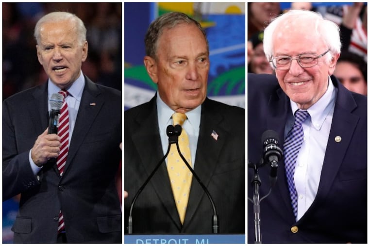 Former Vice President Joe Biden (left), former Mayor of New York City Michael Bloomberg (center), and Sen. Bernie Sanders I-Vt. (right).