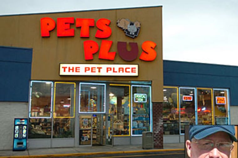 Employees at a Pets Plus in Philadelphia got a surprise when they opened a box looking for fish and instead found the corpse of Jon Kenoyer (inset), a retired mailman from Santee, Calif., (Sarah Glover / Staff Photographer / AP)