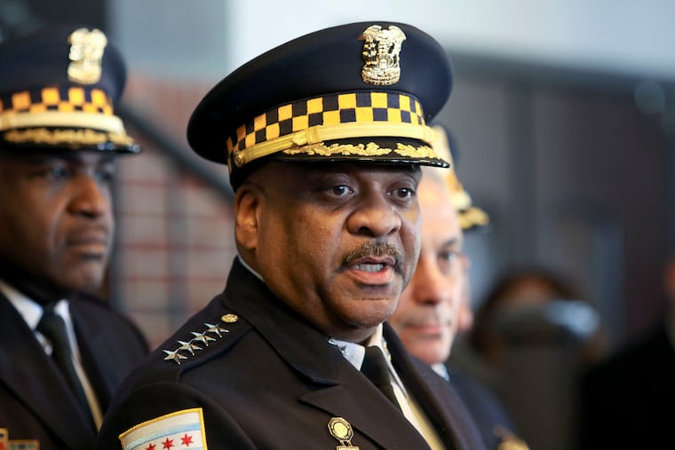 Chicago Police Superintendent Eddie Johnson speaks during a news conference Tuesday, March 26, 2019, after prosecutors abruptly dropped all charges against "Empire" actor Jussie Smollett, abandoning the case barely five weeks after he was accused of lying to police about being the target of a racist, anti-gay attack in downtown Chicago. Johnson stood by the department's investigation and said Chicago is "is still owed an apology." (AP Photo/Teresa Crawford)
