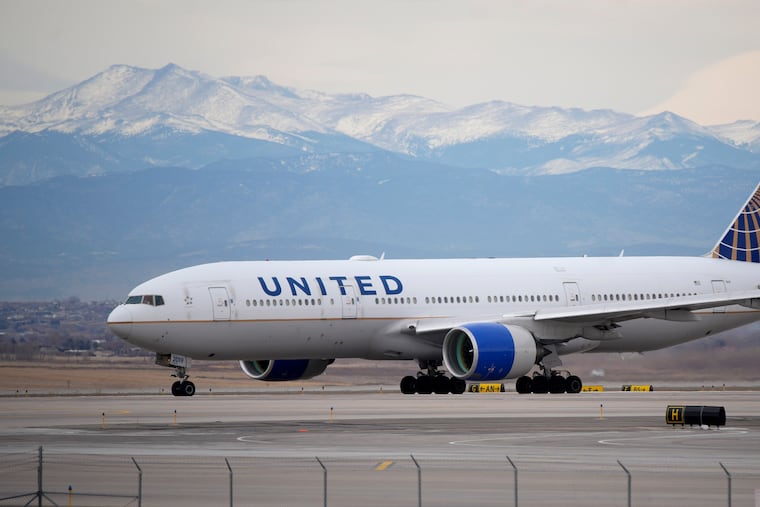 A United Airlines jetliner taxis to a runway for take off at Denver International Airport last year.