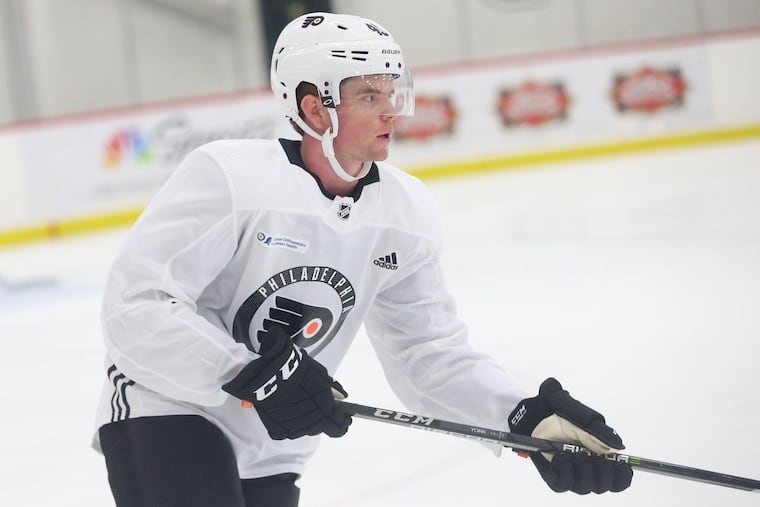 Defenseman Cam York, the Flyers' top draft pick last June, skates during development camp at the Skate Zone in Voorhees on June 26.