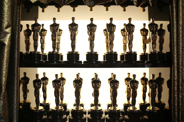Oscar statuettes appear backstage at the Oscars at the Dolby Theatre in Los Angeles on Feb. 28, 2016.