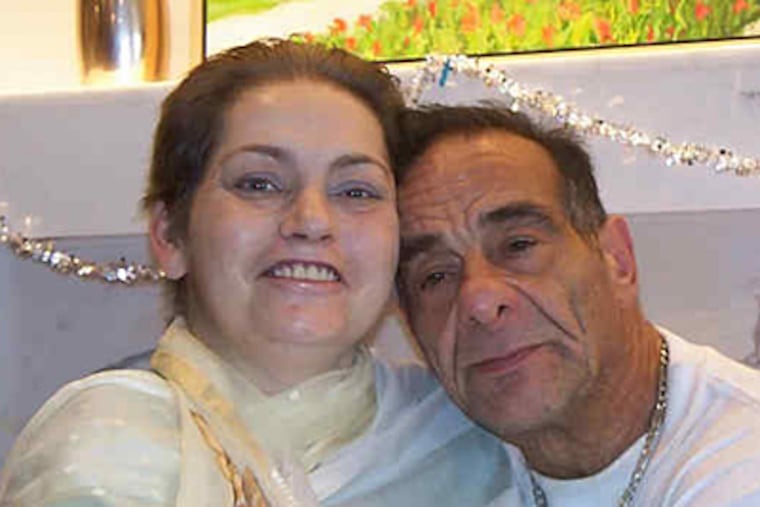 Lou Verdi and Mary Capell at the Penn Hospice at Rittenhouse, where they were married last week."We're taking everything day by day," Verdi said. (Melissa Miller)