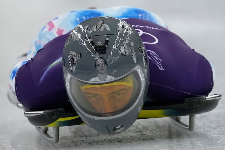 Ukraine's Vladyslav Heraskevych starts for a men's skeleton training session at the 2026 Winter Olympics, in Cortina d'Ampezzo, Italy last week.