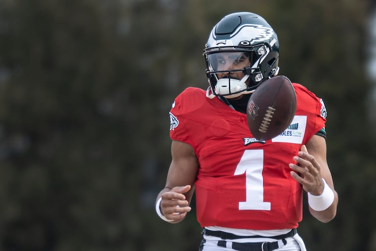 Eagles quarterback Jalen Hurts is still dealing with the lingering effects of a sprained throwing shoulder suffered Dec.18,