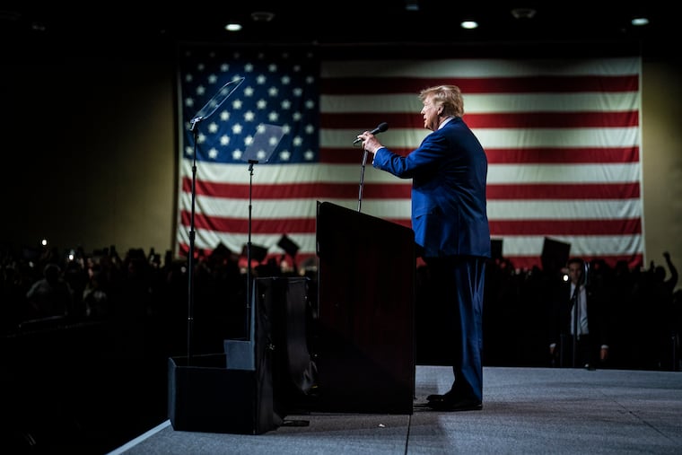 Former president Donald Trump speaks at a campaign event in Reno, Nev. last month.