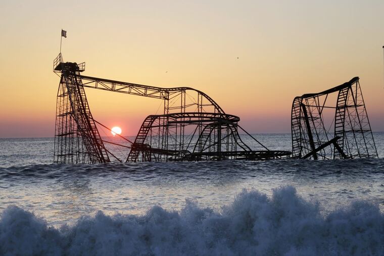 The broken Seaside Heights Jet Star Roller Coaster is an enduring image of Sandy’s destruction.