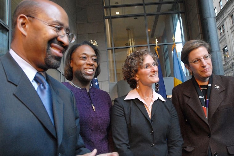 Amy Kurland (second from right) at the time of her appointment by Mayor Michael Nutter (left) to serve as inspector general.