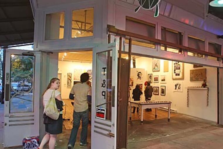 "Down here, you get what you pay for: a nice space at a reasonable rate," says Bryan Dilworth, a partner in T & P Fine Art, a gallery on South Ninth Street. (Michael Bryant/Staff Photographer)