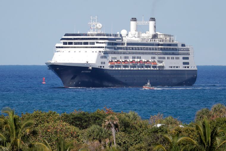 The Holland America cruise ship Rotterdam arrives at Port Everglades in Fort Lauderdale, Fla., on April 2.