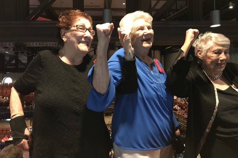 June Robbins and Anna Hess, who were among the generation of women who entered the work force during World War II, with Anne Montague, a West Virginia woman seeking to highlight the experiences of "Rosies."