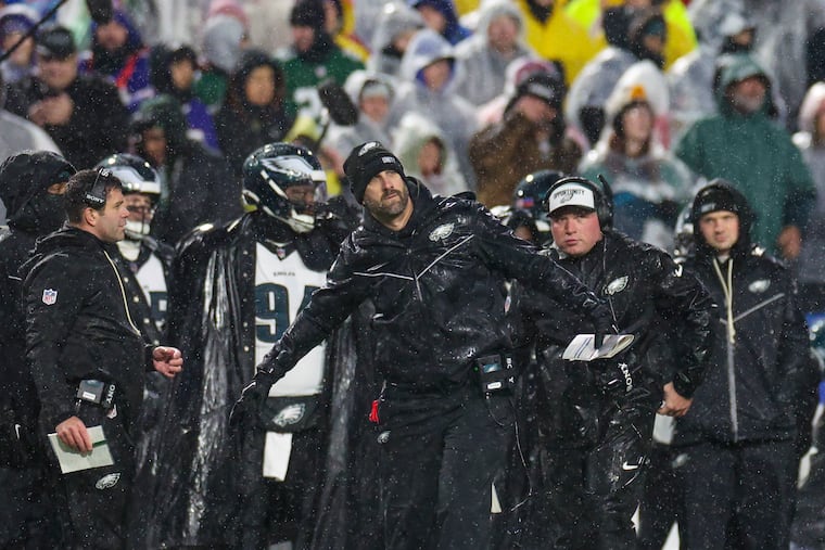 Eagles coach Nick Sirianni during Sunday's game against the Bills in Orchard Park, N.Y.