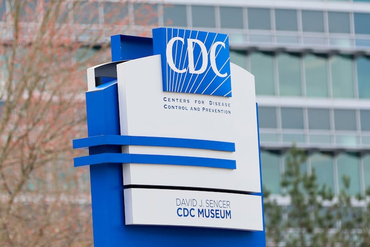 A sign with the CDC logo is displayed at the entrance to the agency's headquarters in Atlanta on March 2, 2025.