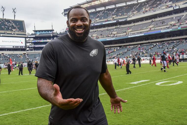 Fletcher Cox leaves the field after Sunday’s game against the Cardinals.