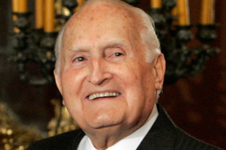 FILE - In this Feb. 4, 2008 file photo Oscar Luigi Scalfaro talks to journalists during a press conference at the Giustiniani palace, in Rome. Oscar Luigi Scalfaro, a past president of Italy and a founding member of the former Christian Democrats, died Sunday in Rome. He was 93. Italian President Giorgio Napolitano paid tribute to his predecessor as "a protagonist in the democratic political life" and called him an example of "moral integrity." (AP Photo/Pier Paolo Cito, Files)