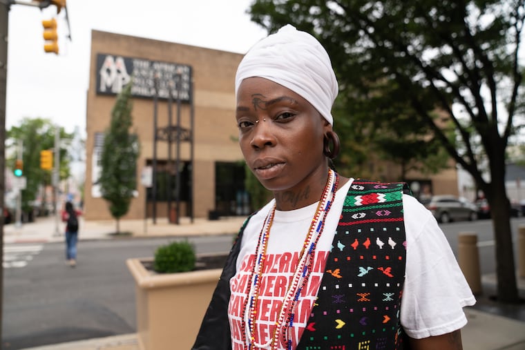 Melanie Carter will debut her show, Mary's Daughter – Memoirs of an Activist on Aug. 25 at the African-American museum, she is shown here in front of the African American Museum in Center City, Philadelphia, Tuesday, August 21, 2018. The one-woman show, which was sold out for three days straight earlier this year in Pittsburgh, reflects on black women's experiences on subjects ranging from feminism, hip-hop, police brutality, and mass incarceration.