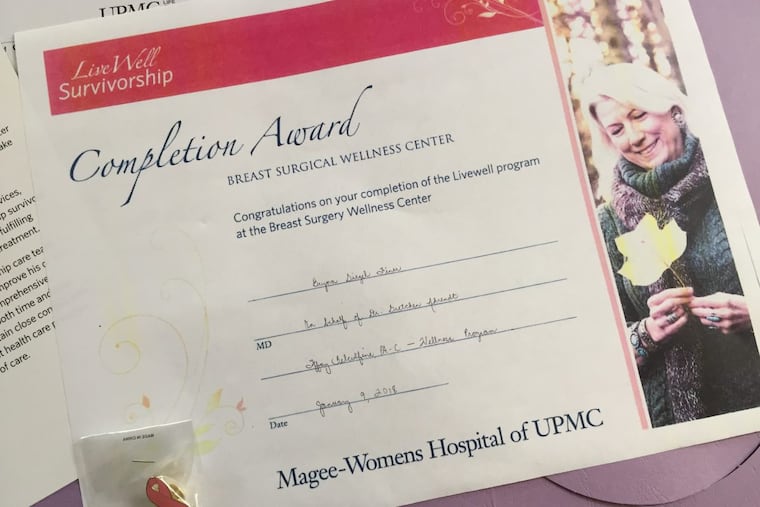 The author received this certificate to mark five years cancer-free.