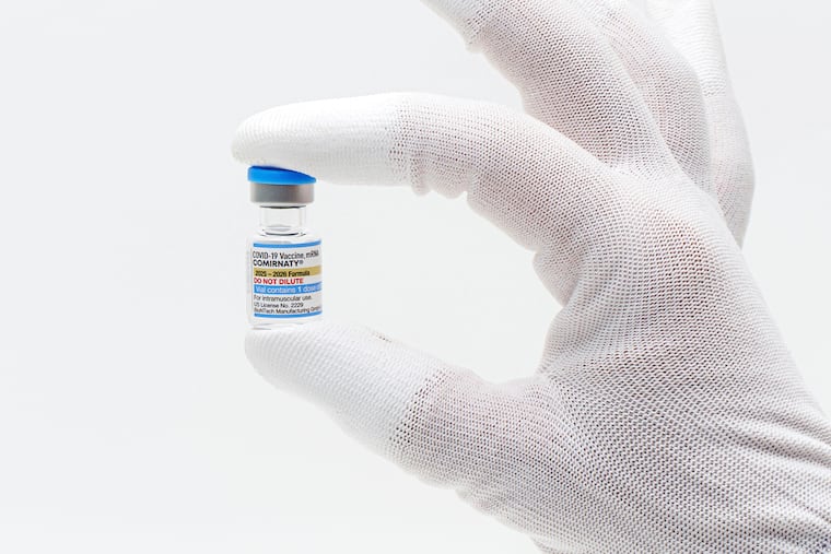 A vial of Pfizer's updated COVID-19 vaccine Comirnaty.
